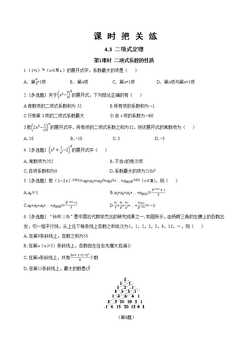 湘教版高中数学选择性必修第一册4.4 二项式定理 第2课时（同步练习含答案）01