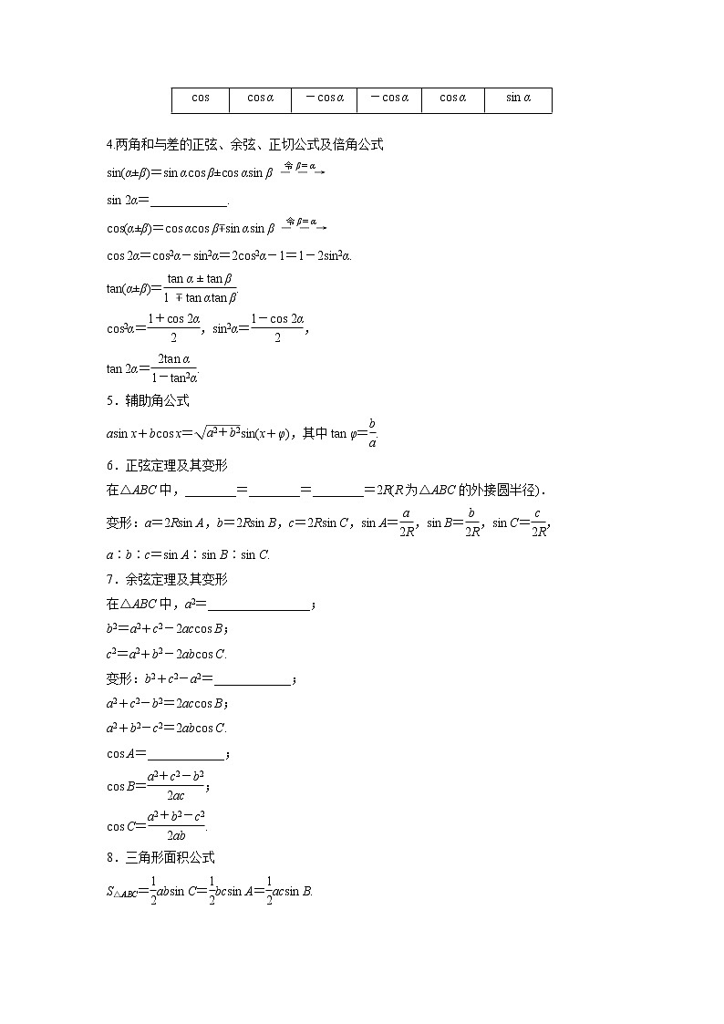 2023版考前三个月冲刺回扣篇　回扣2　三角函数与解三角形【无答案版】 试卷02