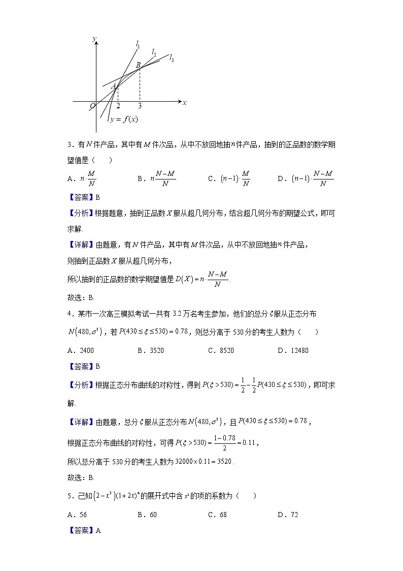 2021-2022学年广东省广州市番禺中学高二下学期期中数学试题（解析版）02