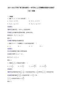 2021-2022学年广西玉林市第十一中学高二上学期期末模拟考试数学（文）试题（解析版）