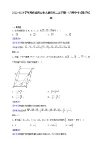 2022-2023学年河南省周口市太康县高二上学期11月期中考试数学试题（解析版）