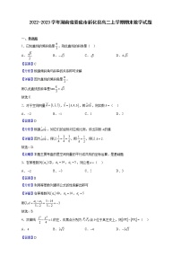 2022-2023学年湖南省娄底市新化县高二上学期期末数学试题（解析版）