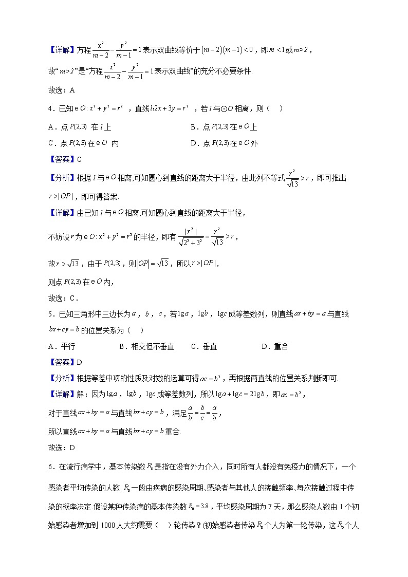 2022-2023学年湖南省株洲市第二中学高二下学期入学考试数学试题（解析版）02