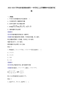 2022-2023学年山东省济南市第十一中学高二上学期期中考试数学试题（解析版）