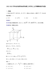 2022-2023学年山东省青岛市青岛第二中学高二上学期期末数学试题（解析版）