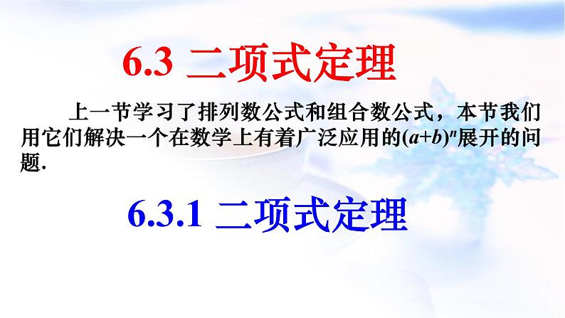 人教A版高二数学选择性必修第三册6-3-1二项式定理课件01