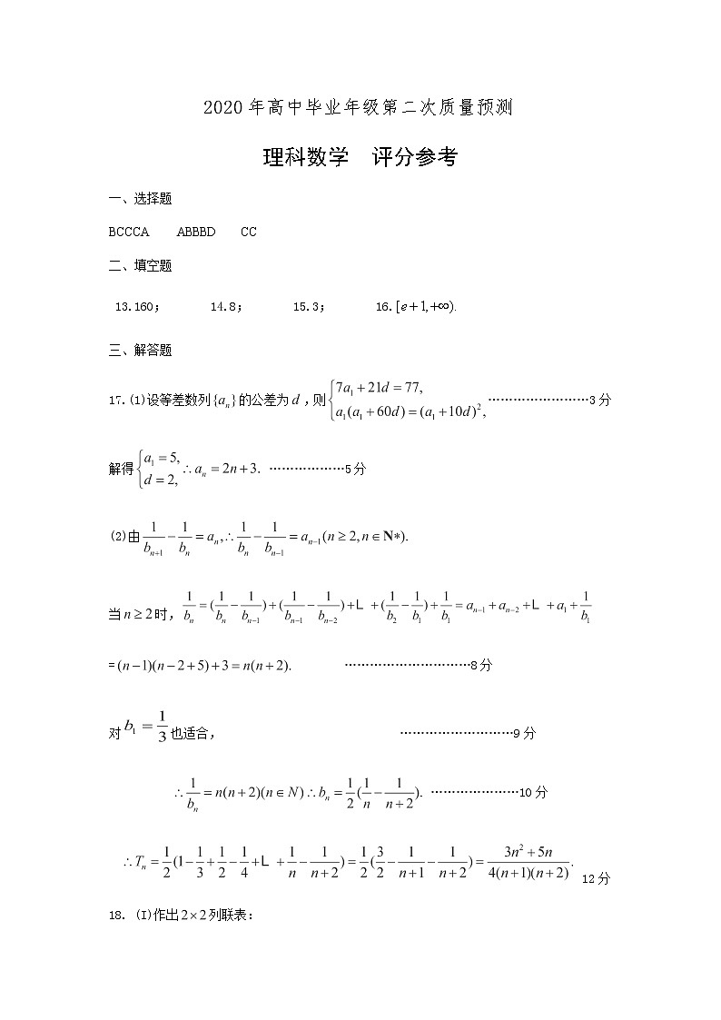 2020届河南省郑州市高三高中毕业年级第二次质量预测数学（理）试题 PDF版01