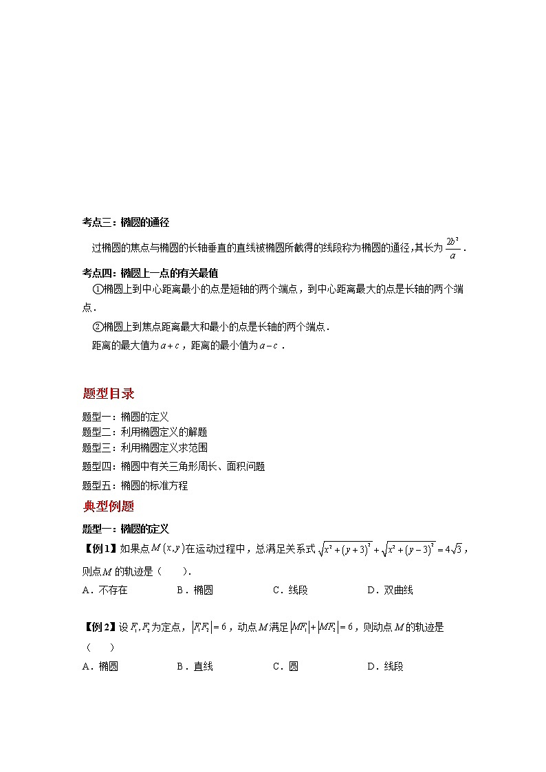 2022-2023学年高二数学 人教A版2019选择性必修第一册 同步讲义 第13讲  椭圆及其标准方程5种基础常考题型  Word版无答案第2页