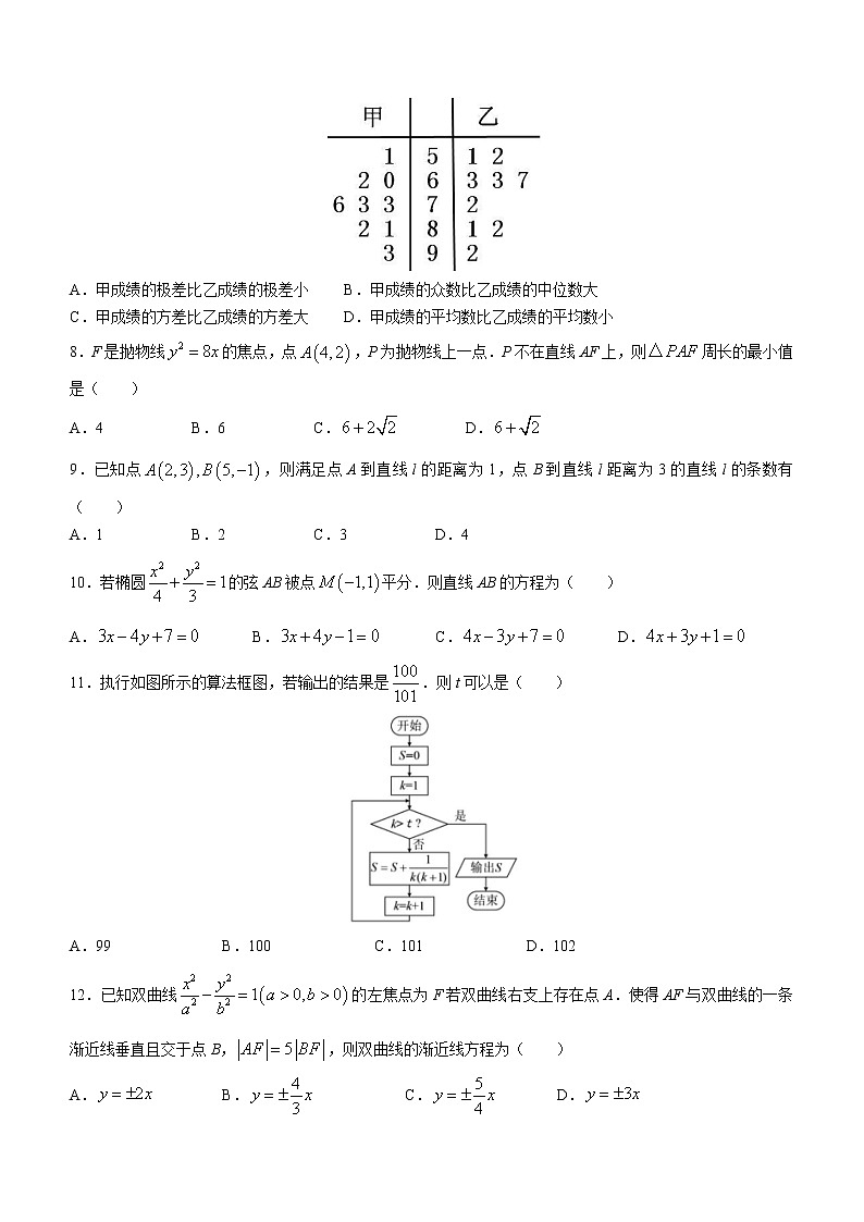 2023凉山彝族自治州高二上学期期末检测数学（理）试题含答案第2页