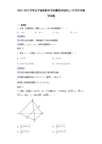 2022-2023学年辽宁省实验中学东戴河分校高二上学期10月月考数学试题含解析