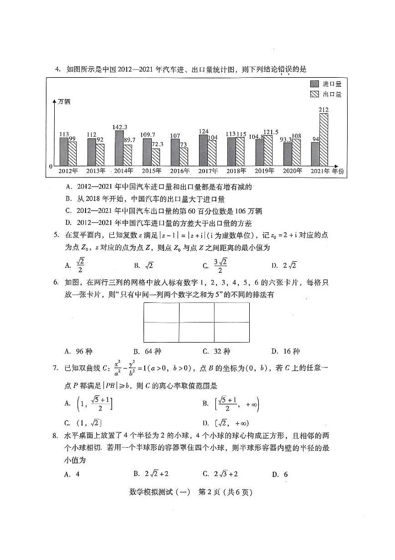 广东省2023届高三下学期一模试题 数学 PDF版含答案第2页