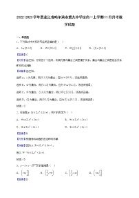 2022-2023学年黑龙江省哈尔滨市第九中学校高一上学期11月月考数学试题含解析