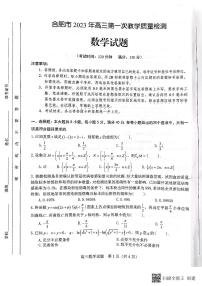 合肥市2023年高三第一次教学质量检测数学试题 无答案
