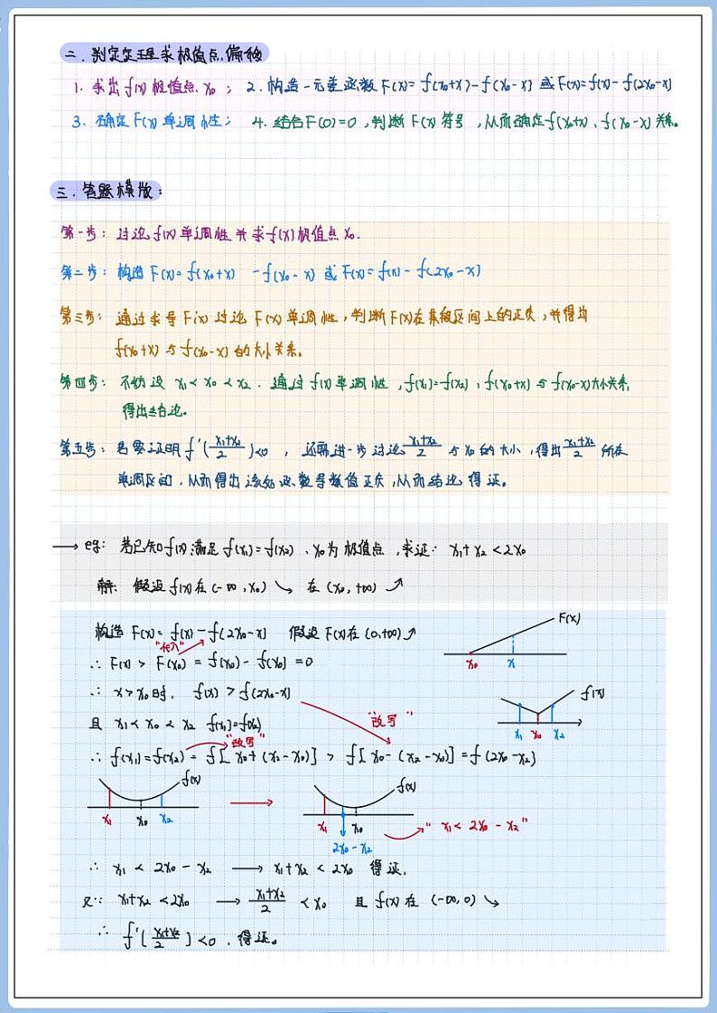 高三冲刺笔记-导数08-极值点偏移（一） 试卷02