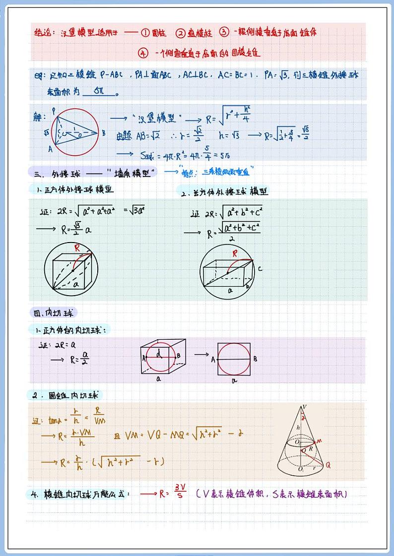 高三冲刺笔记—立体几何02—外接球与内切球第3页