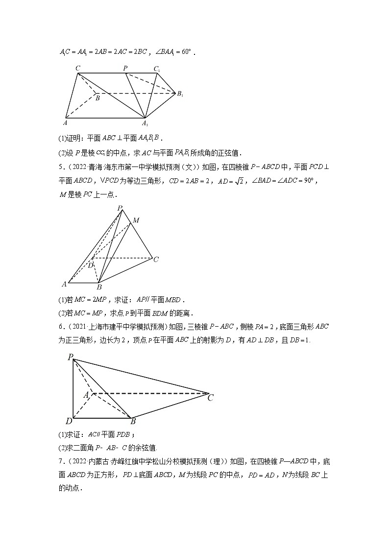 2023年高考数学大题专练（新高考专用） 专题08 立体几何垂直平行的证明  Word版无答案第2页
