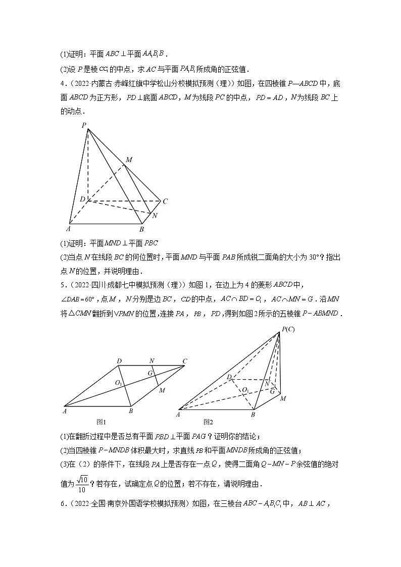 2023年高考数学大题专练（新高考专用） 专题09 空间向量与立体几何  Word版无答案第2页