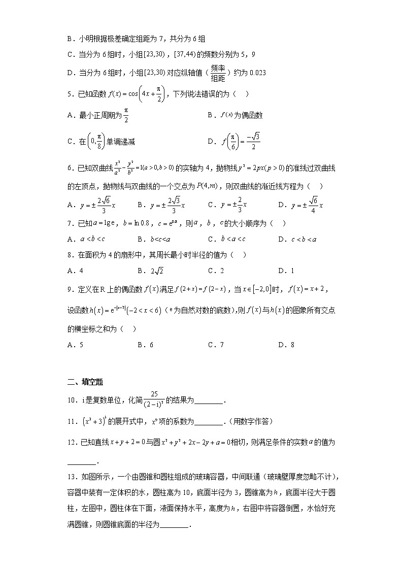 天津市河东区2023届高三一模数学试卷（原卷+解析）02