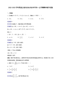 2022-2023学年黑龙江省大庆市大庆中学高一上学期期中数学试题（解析版）