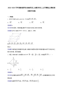 2022-2023学年湖南省怀化市麻阳县三校联考高二上学期线上期末测试数学试题（解析版）