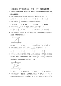 2021-2022学年湖南省长沙一中高一（下）期中数学试卷