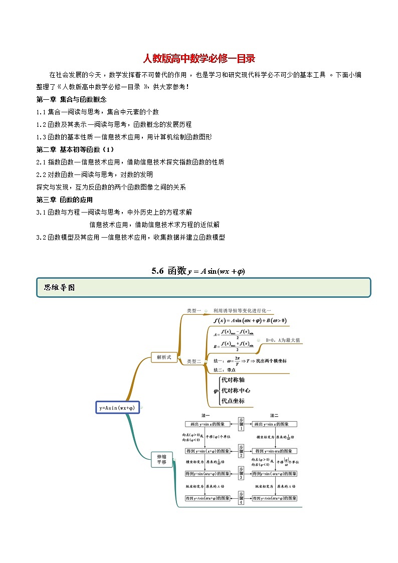高中数学新教材同步讲义（必修第一册）  5.6 函数y=Asin(wx+φ)（精讲）01