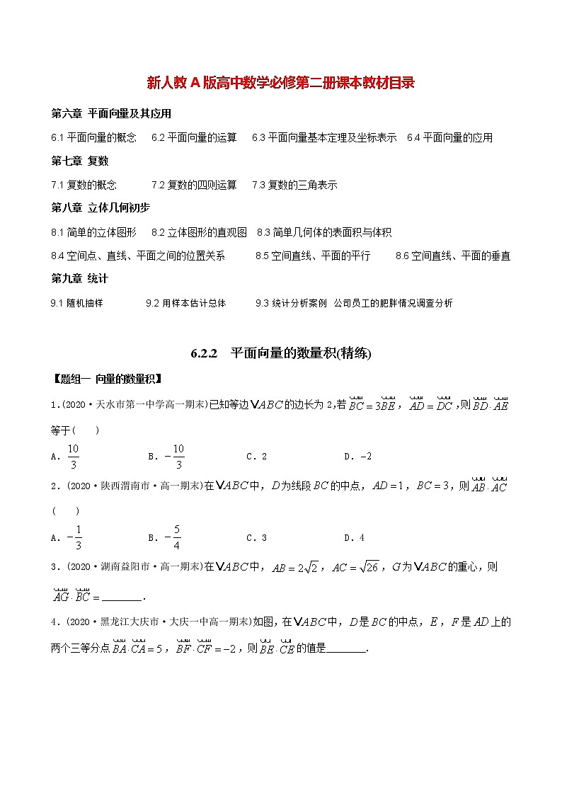 高中数学新教材同步讲义（必修第二册）  6.2.2 平面向量的数量积（精练） （学生版）第1页