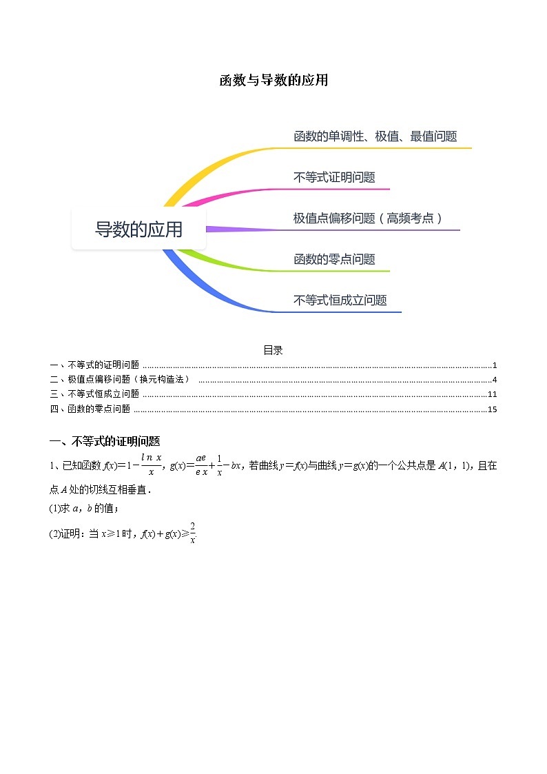 题型06 函数与导数题型（不等式证明与恒成立问题、极值点偏移与零点问题）（原卷版）第1页