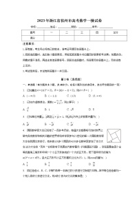 2023届浙江省杭州地区（含周边）重点中学高三下学期一模数学试题（含答案）