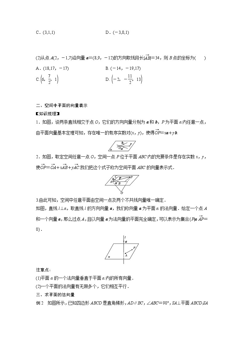 高中数学新教材选择性必修第一册课件+讲义    第1章 §1.4 1.4.1 第1课时　空间中点、直线和平面的向量表示03