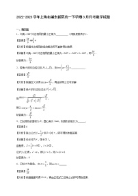 2022-2023学年上海市浦东新区高一年级下册学期3月月考数学试题【含答案】