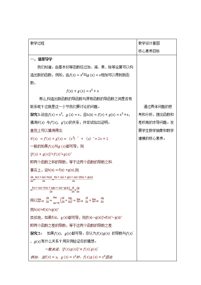 人教B版高二数学选择性必修第三册6.1.4《求导法则及其应用》课件+教案02