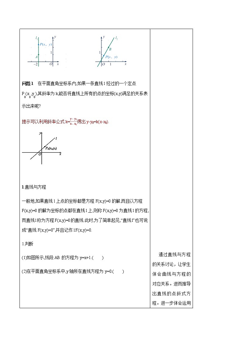 人教B版高中数学选择性必修第一册2.2.2《 直线的方程（第1课时）》教学设计第3页
