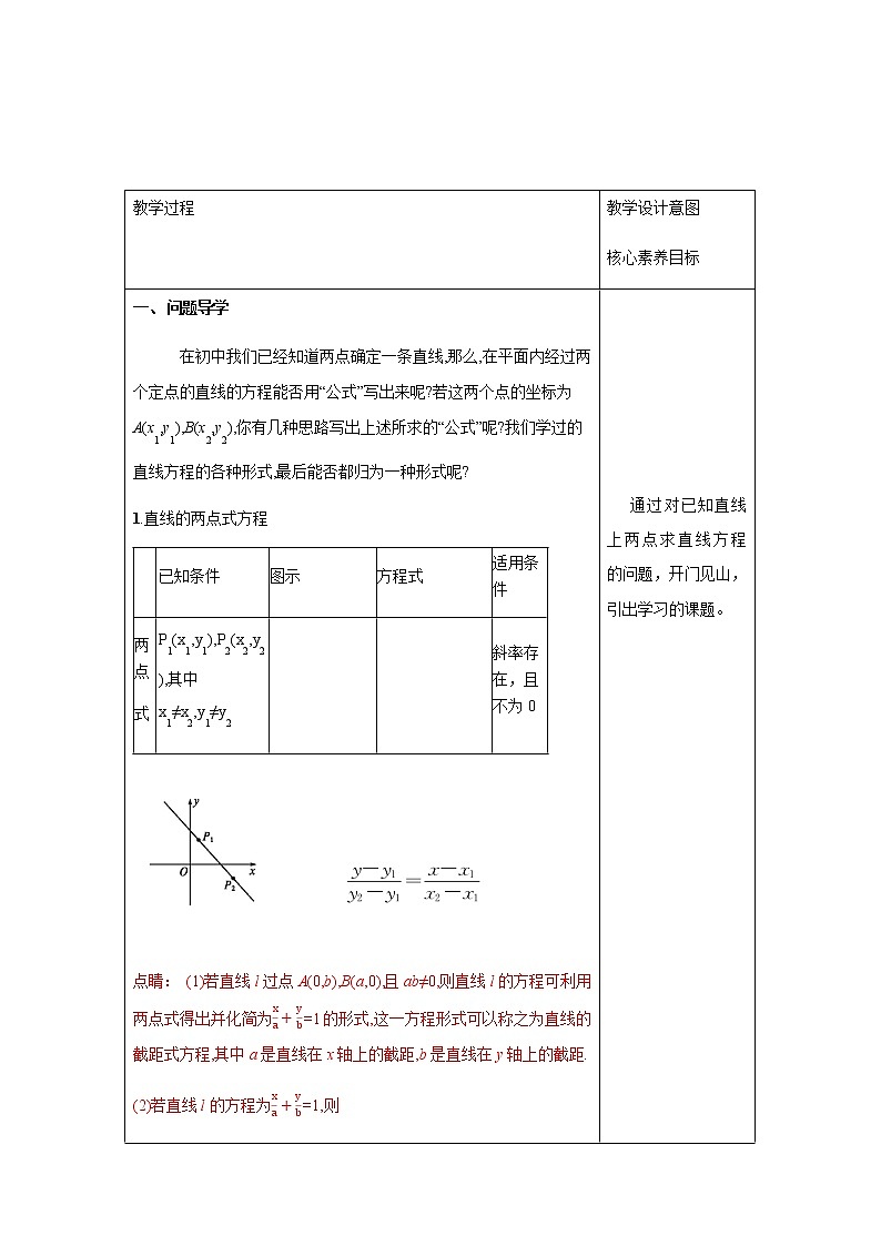 人教B版高中数学选择性必修第一册2.2.2 《直线的方程（第2课时）》教学设计第3页