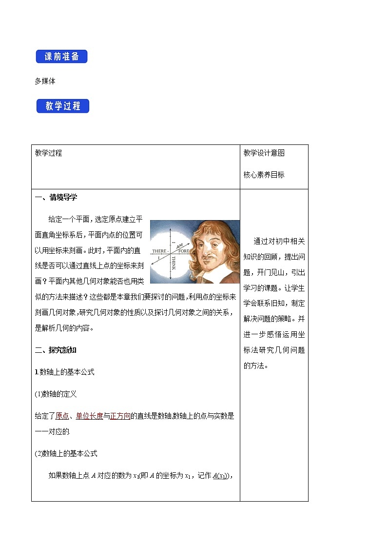 人教B版高中数学选择性必修第一册2.1《 坐标法》 课件+教案02