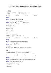 2022-2023学年安徽省皖南十校高一上学期期末数学试题含解析