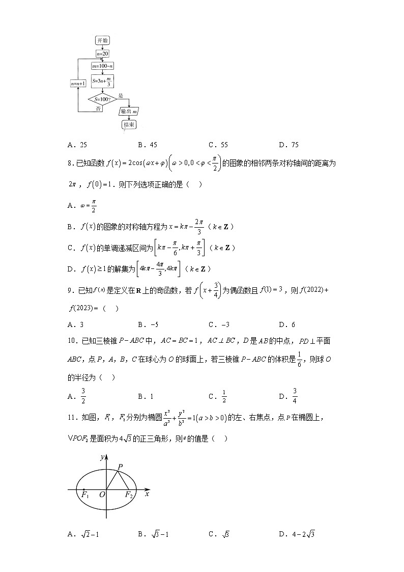 陕西省2023届高三下学期教学质量检测（二）文科数学试题02