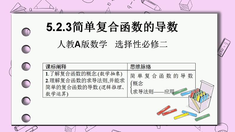 人教A版高中数学选择性必修二《　5.2.3简单复合函数的导数》 PPT课件01