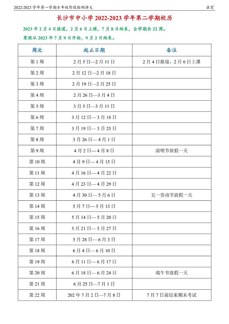 长沙四大名校2022-2023学年第2学期高一数学阶段检测讲义02