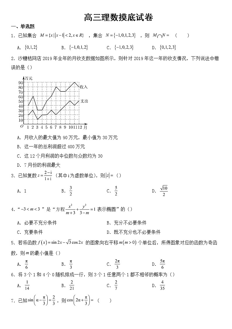 广西普通高中2023届高三理数一模试卷含答案01