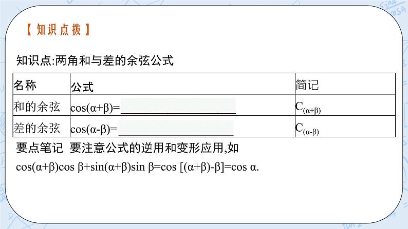 新湘教版高中数学必修二《 2.1.1 两角和与差的余弦公式》 课件PPT+作业06