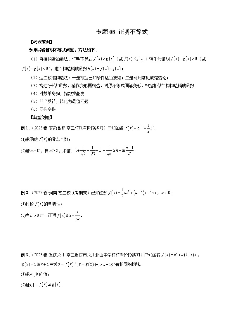 专题08 证明不等式（原卷版）第1页