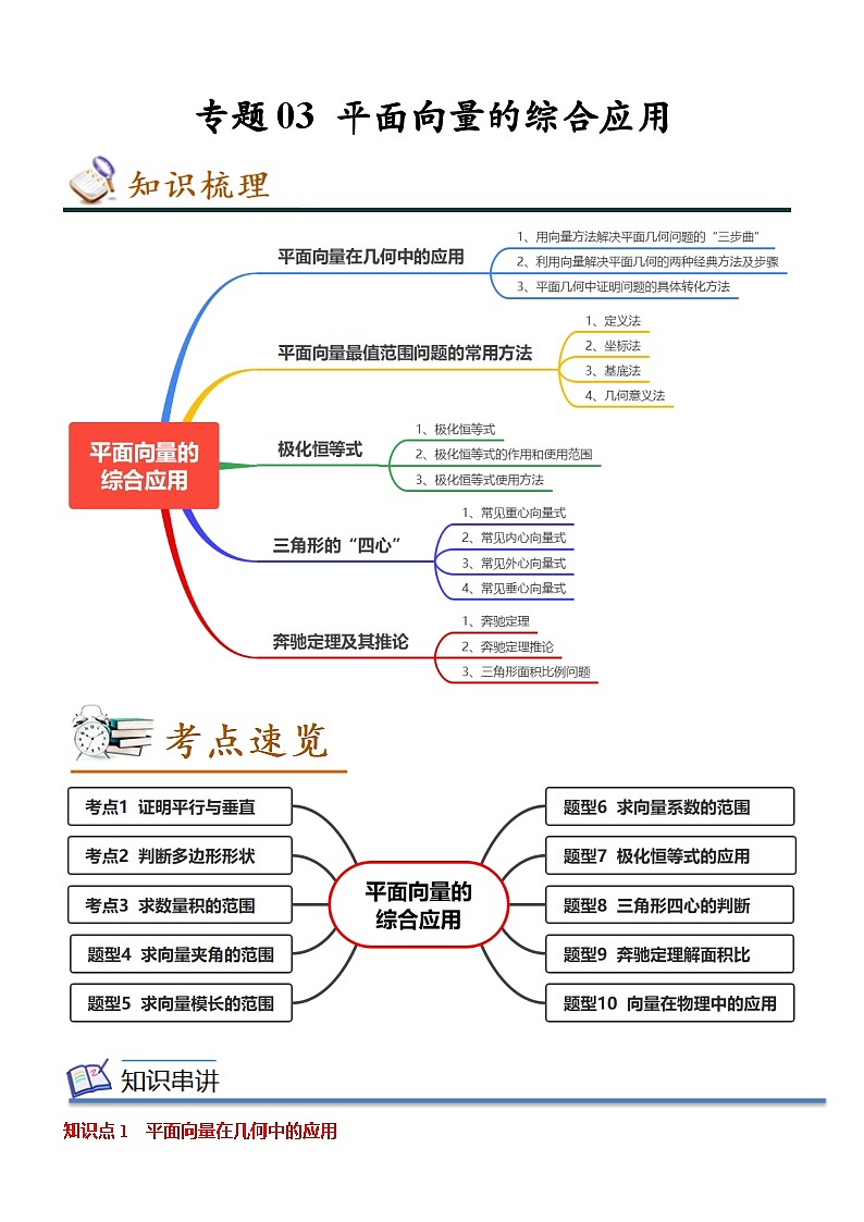 专题03 平面向量的综合应用（原卷版）第1页
