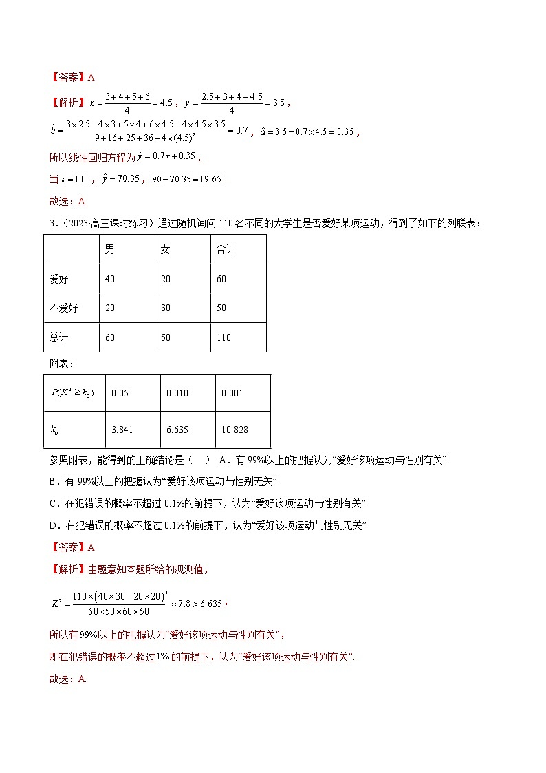 第八章 成对数据的统计分析（B卷·能力提升练）-【单元测试】2022-2023学年高二数学分层训练AB卷（人教A版2019）02
