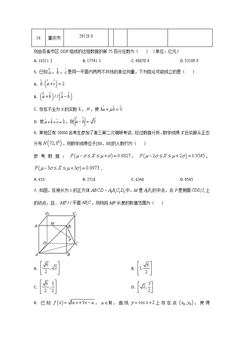 2023枣庄高三下学期二模考试数学试题含解析03