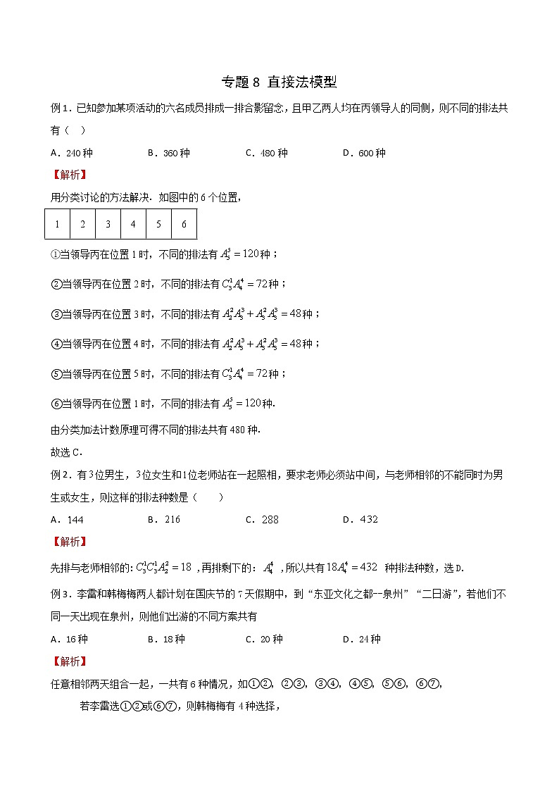 2023年新高考数学排列组合专题复习专题08 直接法模型（解析版）第1页