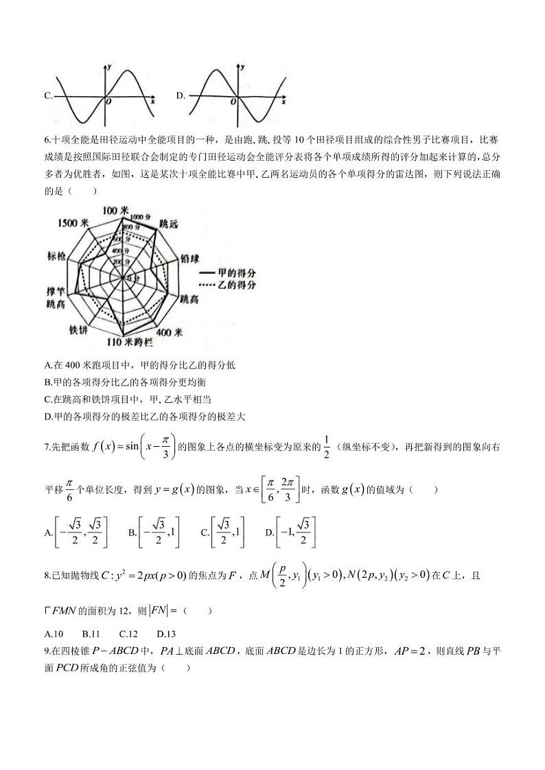 2023届陕西省商洛市高三下学期第二次高考模拟检测理科数学试题word版含答案02