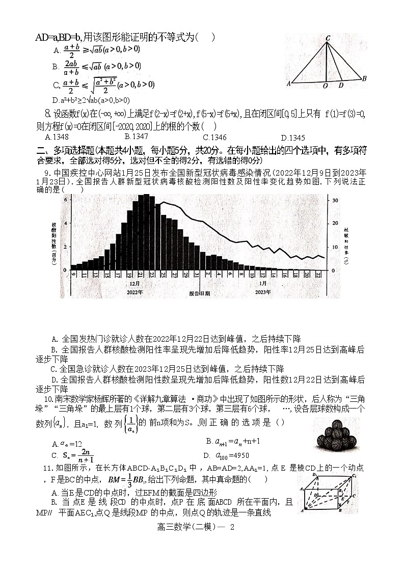 辽宁省部分学校2023届高三数学下学期二模试题（Word版附答案）第2页