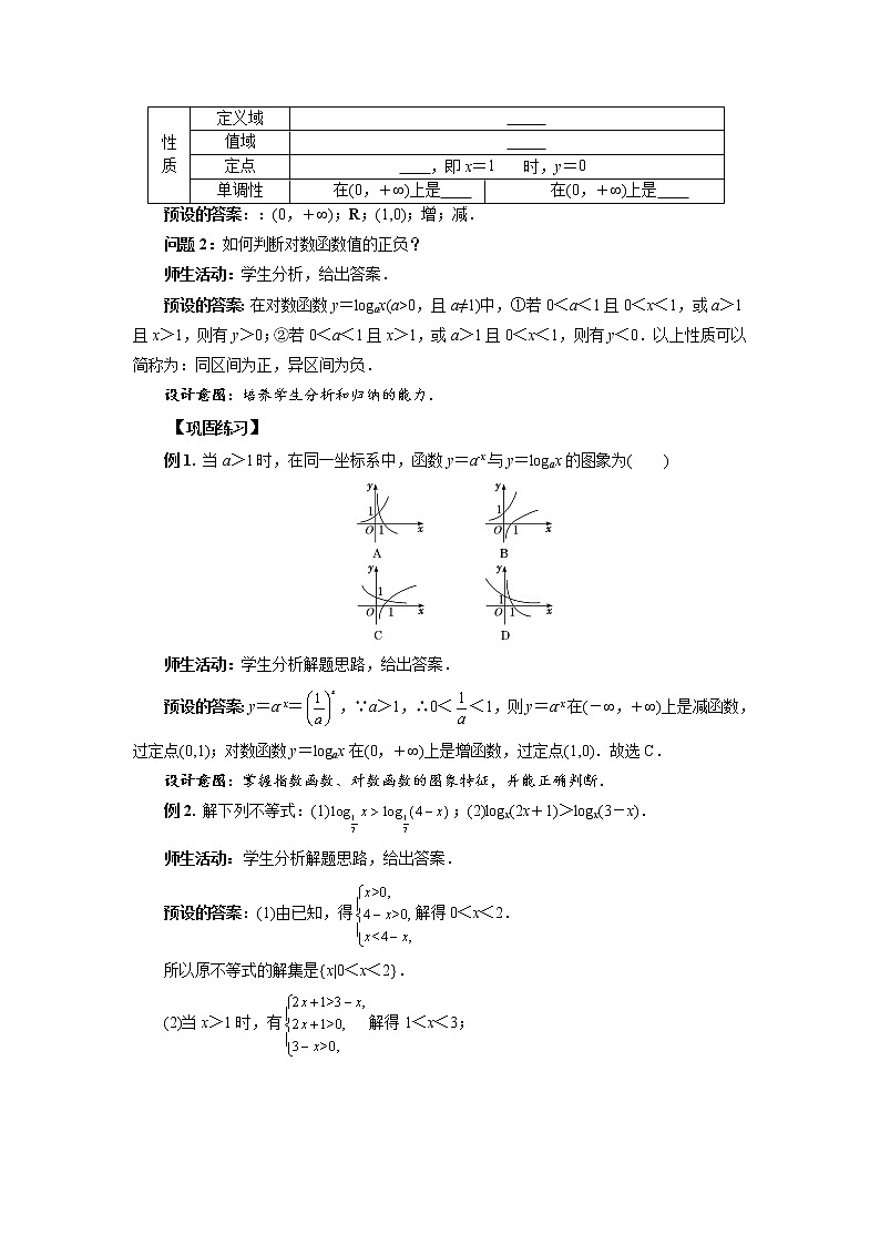 《对数函数的图象与性质》示范公开课教案【高中数学苏教版】02