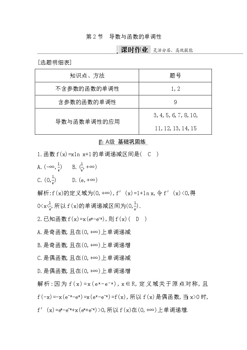2024高考数学一轮总复习（导与练）第三章第2节　导数与函数的单调性第1页